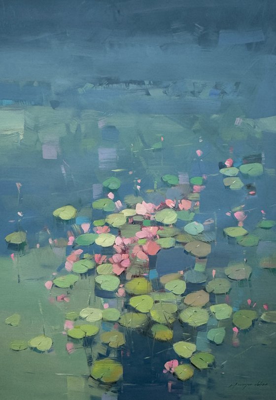 Lilies in Indigo