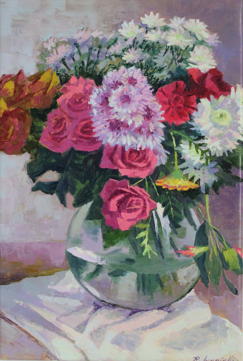 Vase Of Spring Blossoms By Revaz Tcheishvili, 13 X 19, Artwork For Sale On Artfinder