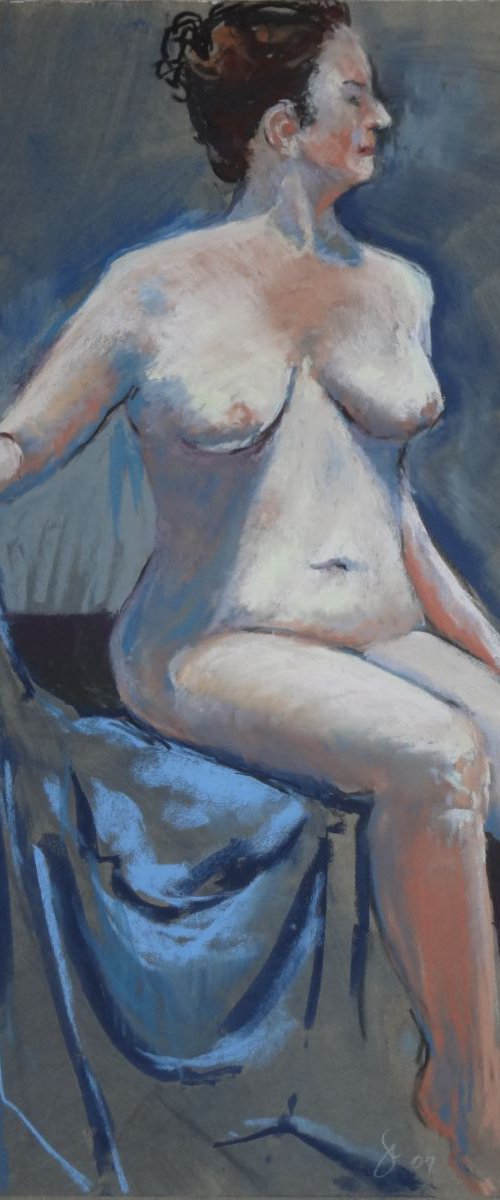 Seated Nude under Stage Lighting by Joanne Carmody Meierhofer