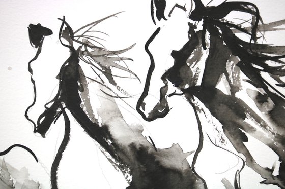 Horses in ink