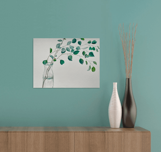 Eucalyptus Original Painting, Botanical Watercolor Artwork, Green Leaves Wall Art, Plant Illustration