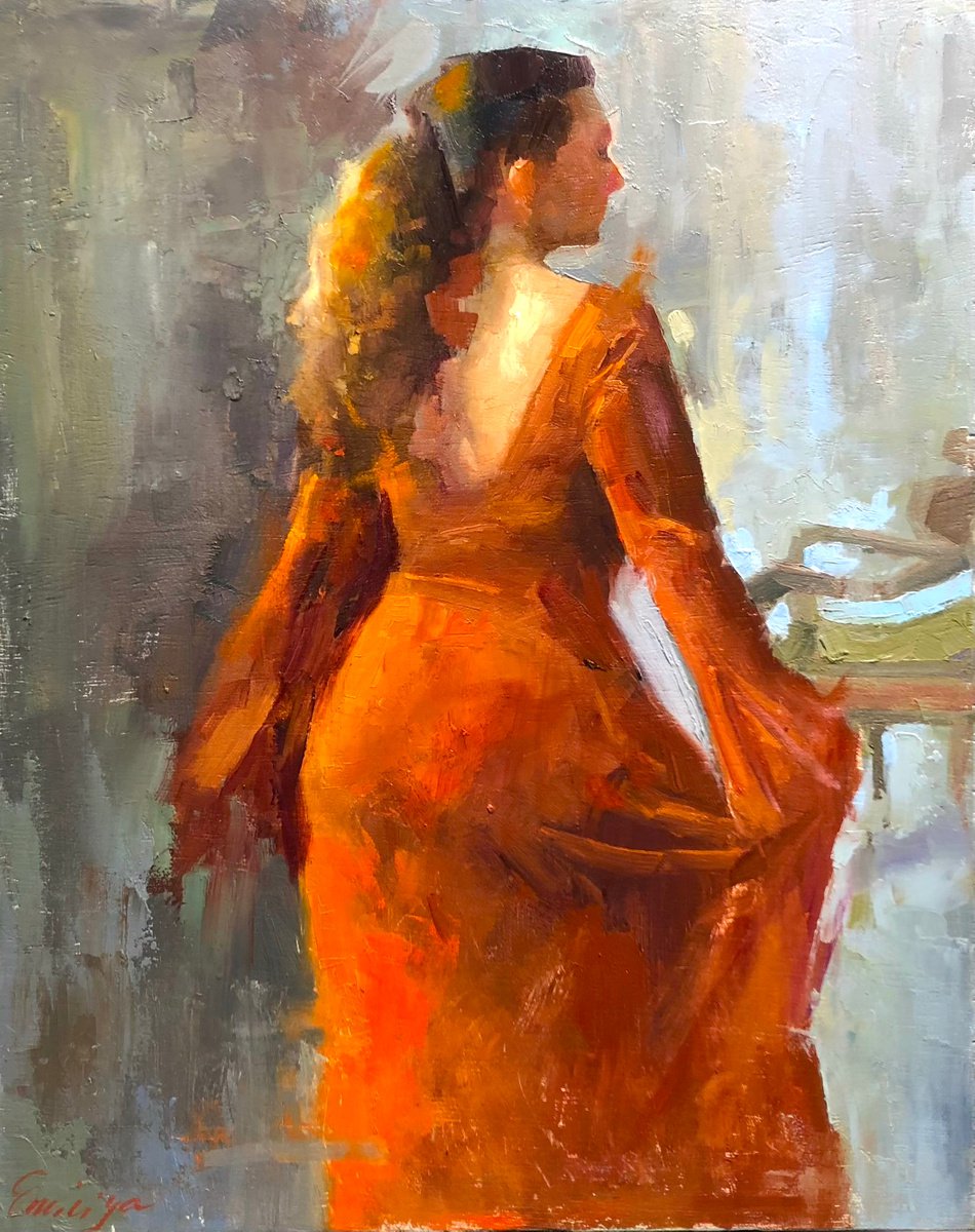 Orange Dress II by Emiliya Lane