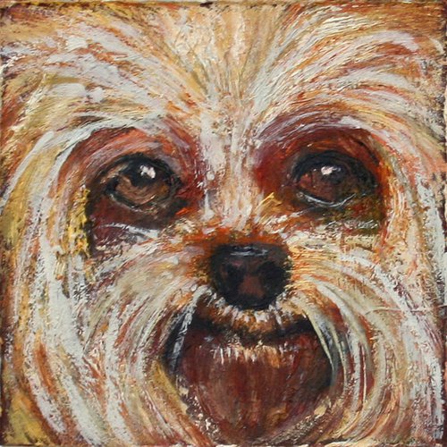 Dog 07.24 /4x4"  / FROM MY A SERIES OF MINI WORKS DOGS/ ORIGINAL PAINTING by Salana Art Gallery