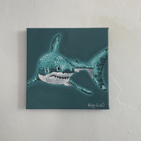 "Tiffany" Great white shark painting