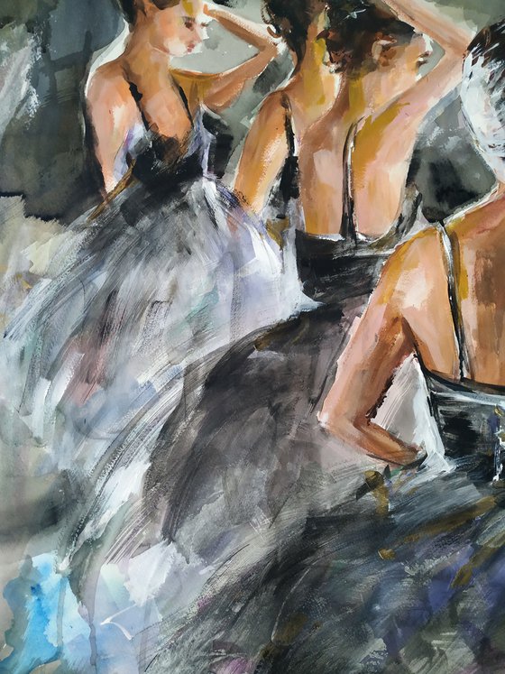 Backstage -Ballerina Painting on Paper