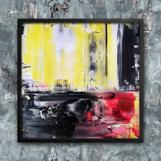 "Sweet Little Lies" - Original PMS Abstract Acrylic Painting On Plexiglass, Framed - 26" x 26"