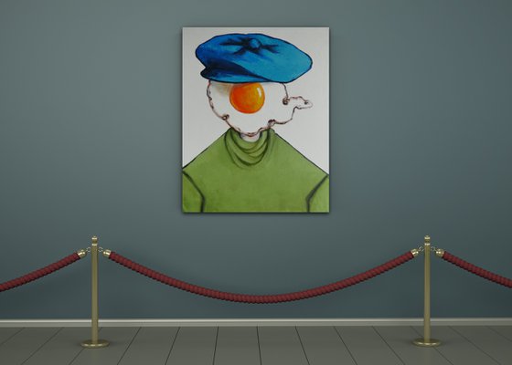 Egg boy in blue cap