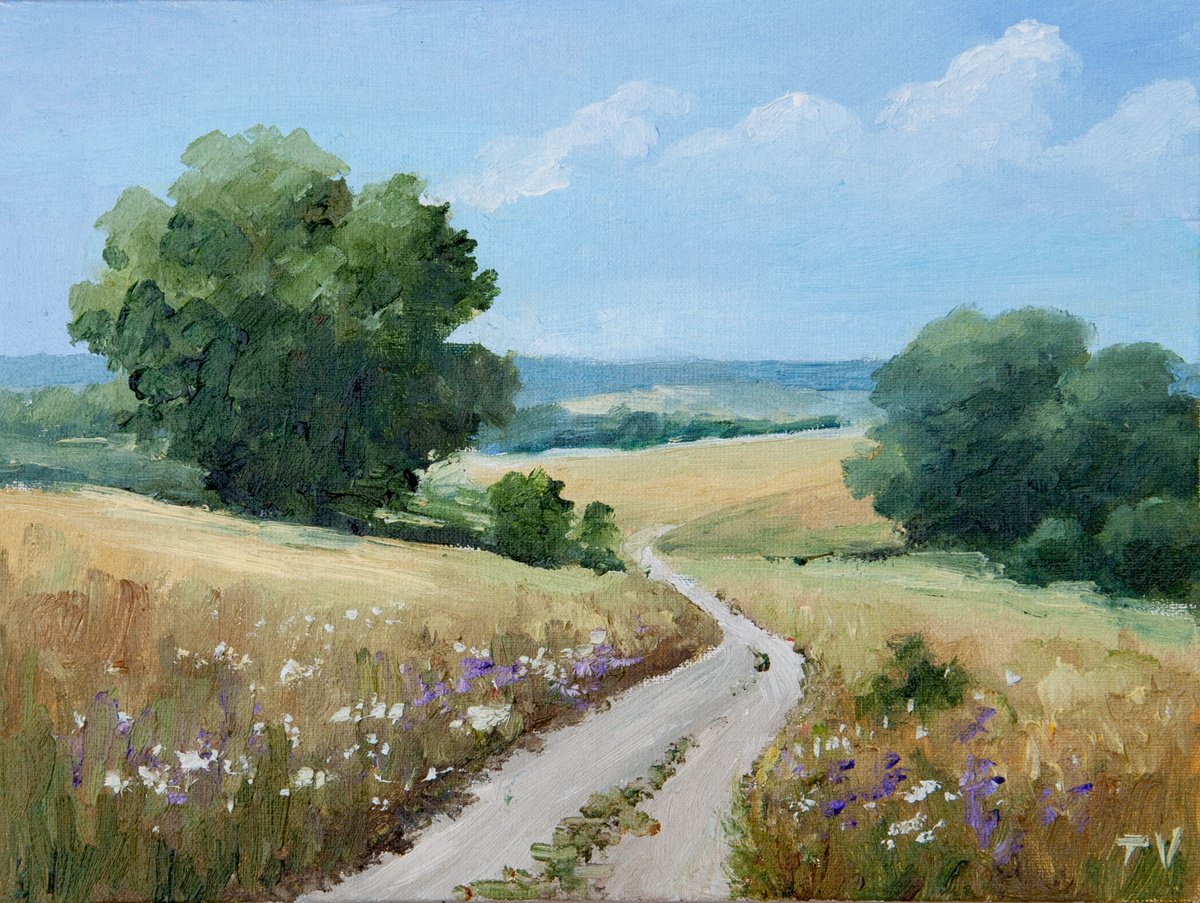 Impressionistic Landscape Oil Painting By Tetiana Vysochynska, 10 X 7", Country Landscape, Original Artwork