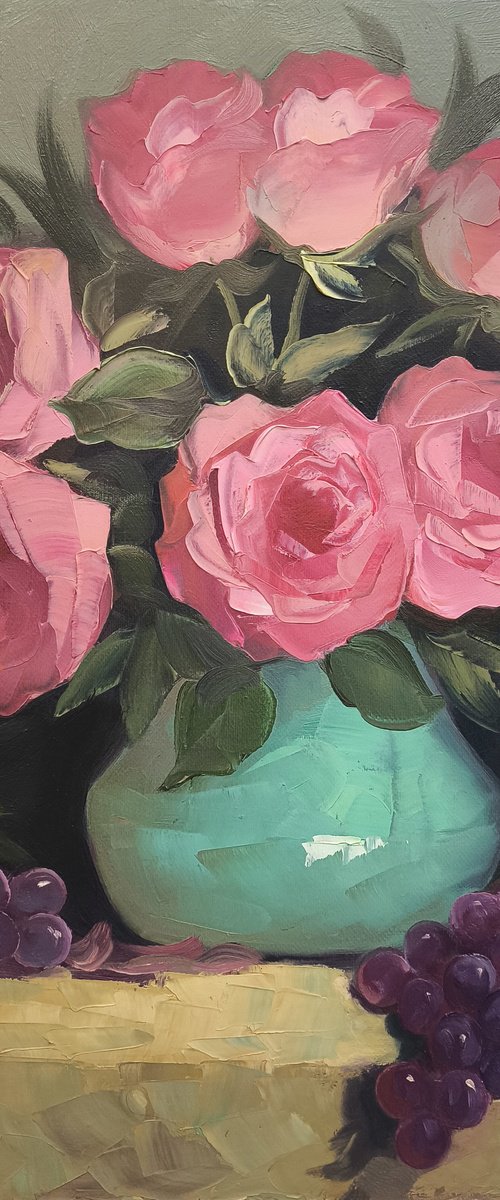 Still Life with Pink Roses by Kamo Atoyan
