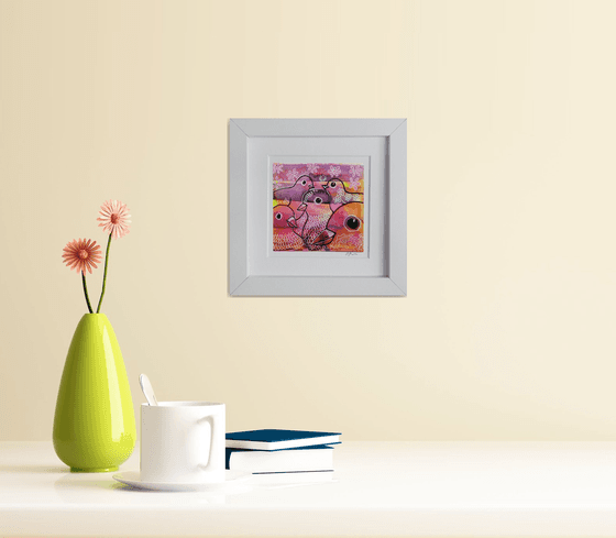 Feathered friends #3 (framed and ready to hang)