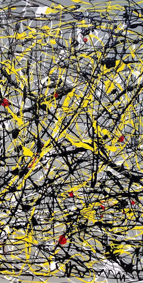 Abstract with Yellow and Black ( inspired by Pollock ) by Cristina Stefan
