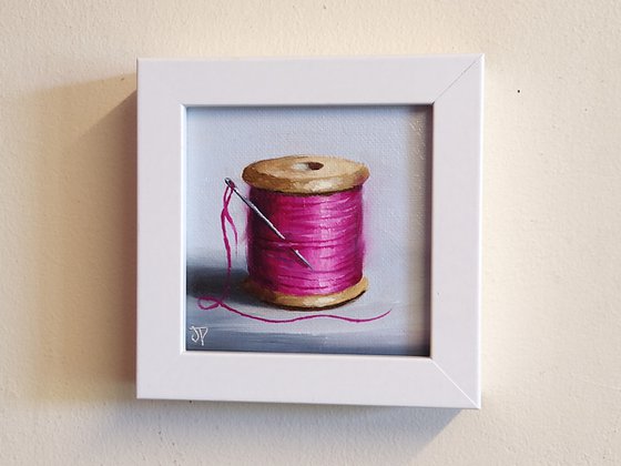 Little pink  cotton reel still life