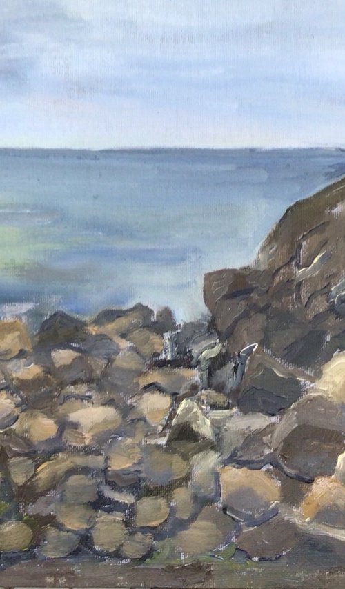 Rocks at Porthgwarra, Cornwall. Oil painting by Julian Lovegrove Art