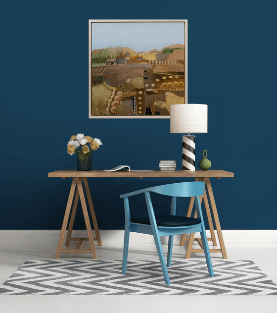 A cloudless blue sky