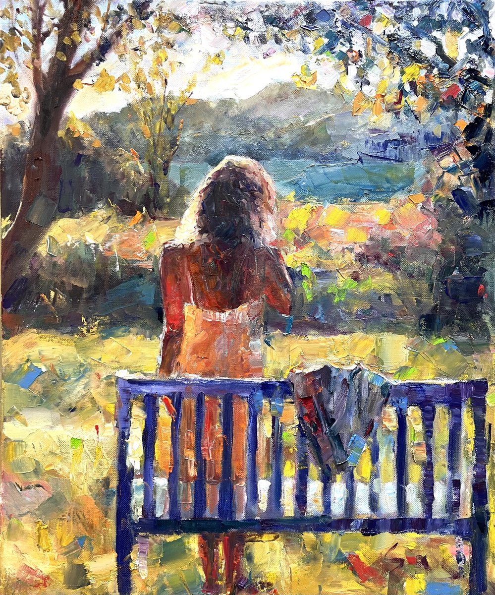 Impressionistic Landscape Oil Painting By Liubou Sas, 20 X 24", Delightful Autumn, Original Artwork