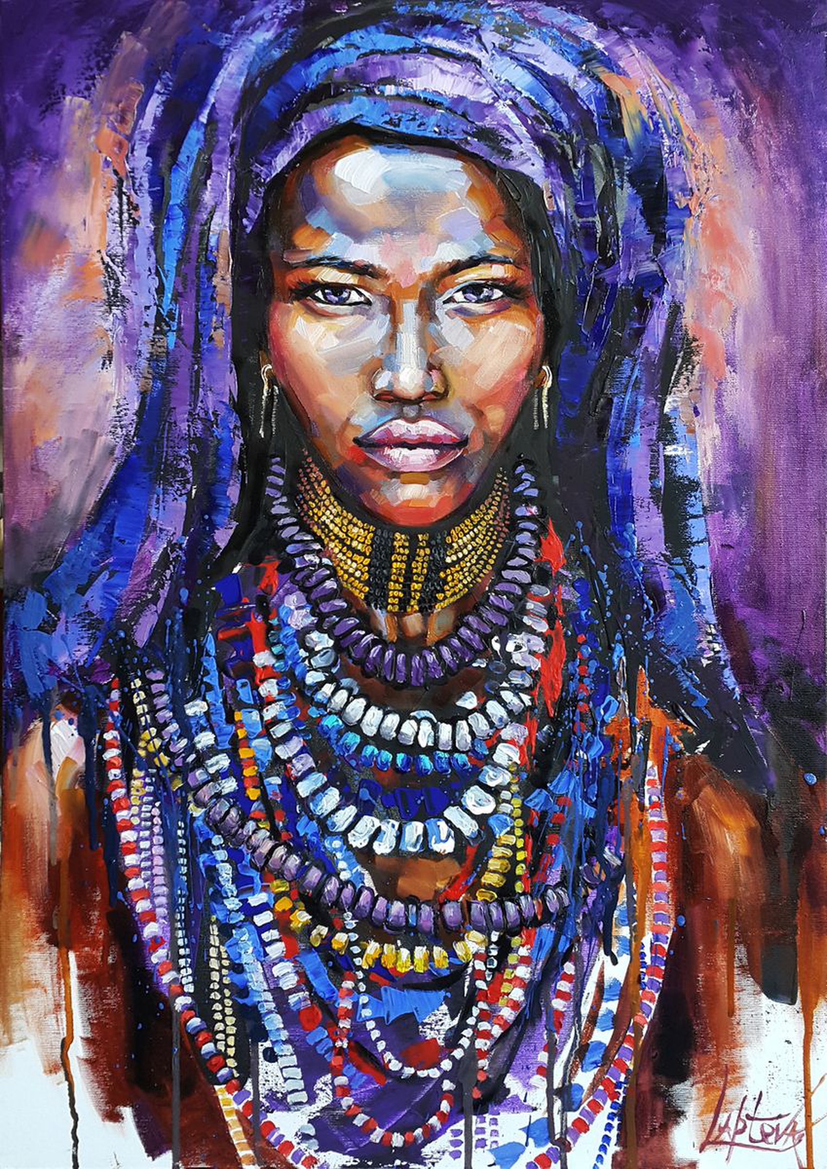 Oriental Tale Abstract Woman Portrait Oil Ori Artfinder