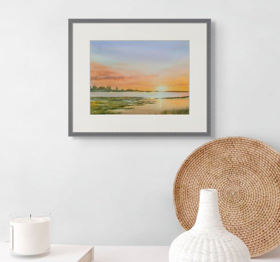 Warm Sunset over Still Waters