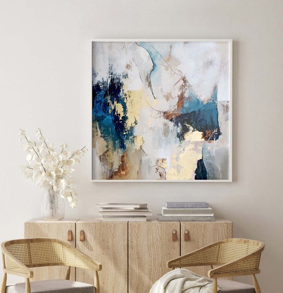 "Sobriety" Acrylic abstract navy gold art