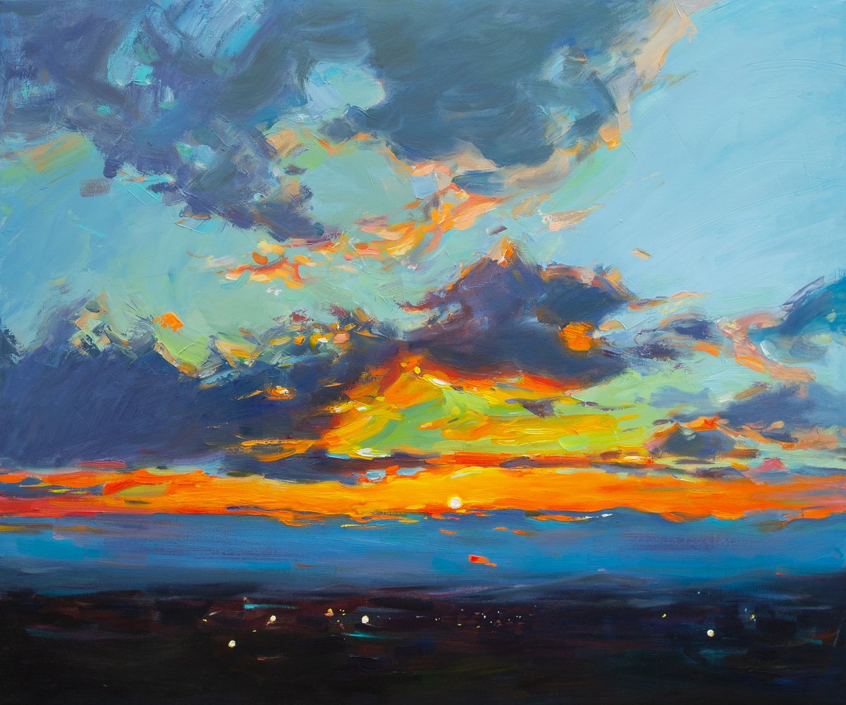 Impressionistic Landscape Oil Painting By Daria Zavadenko, 24 X 20, Twilight Symphony, Original Artwork