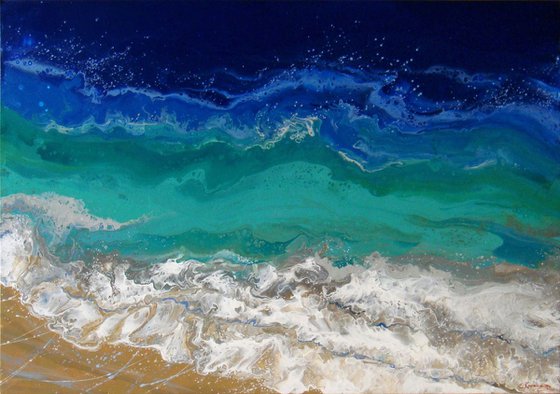 “White Waves” LARGE Painting 70x100 cm
