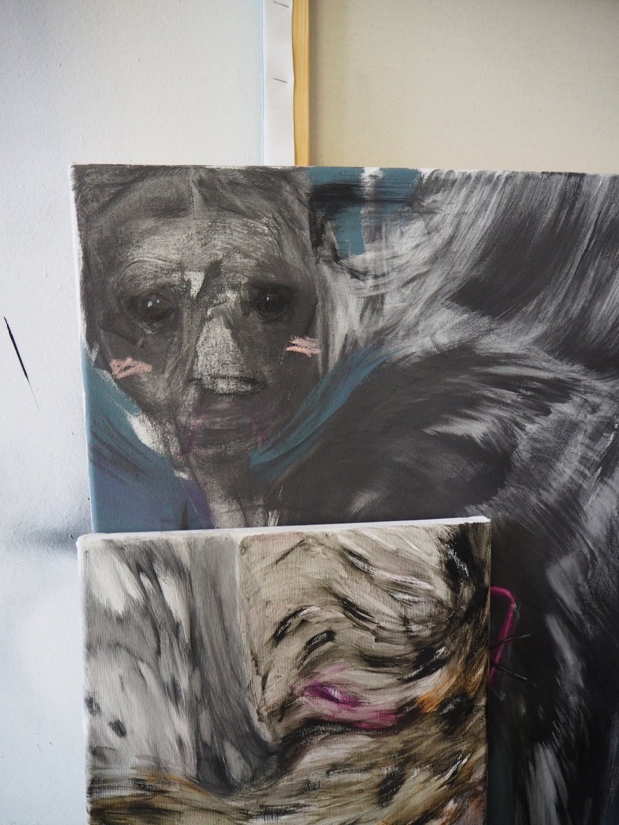 Expressive Animal Painting By Cynthia Gregorova, 31 X 28, Melting Hyena, Original Artwork