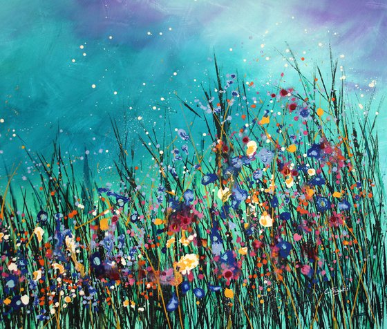 Underwater Love#2 - Super sized original abstract floral landscape