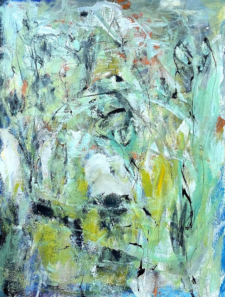 Expressive Abstract Acrylic Painting By Christel Haag, 20 X 26, Mother Nature, Original Artwork