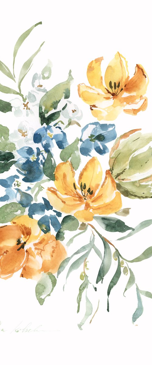 Yellow meadow bouquet by Olga Koelsch