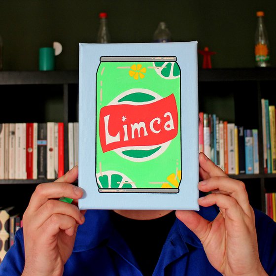 Limca Drinks Can Pop Art Painting On Miniature Canvas