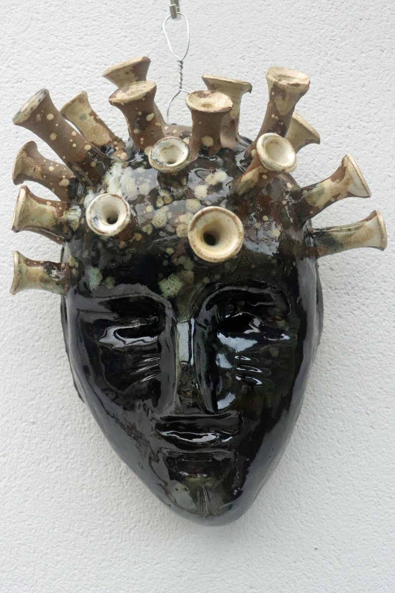 Geometric Abstract Clay Sculpture By Koen Lybaert, 9 X 12", Mask 01012025, Original Artwork