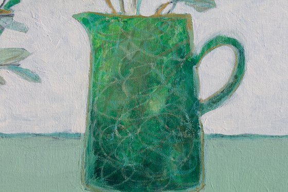 Green pot and jug still life