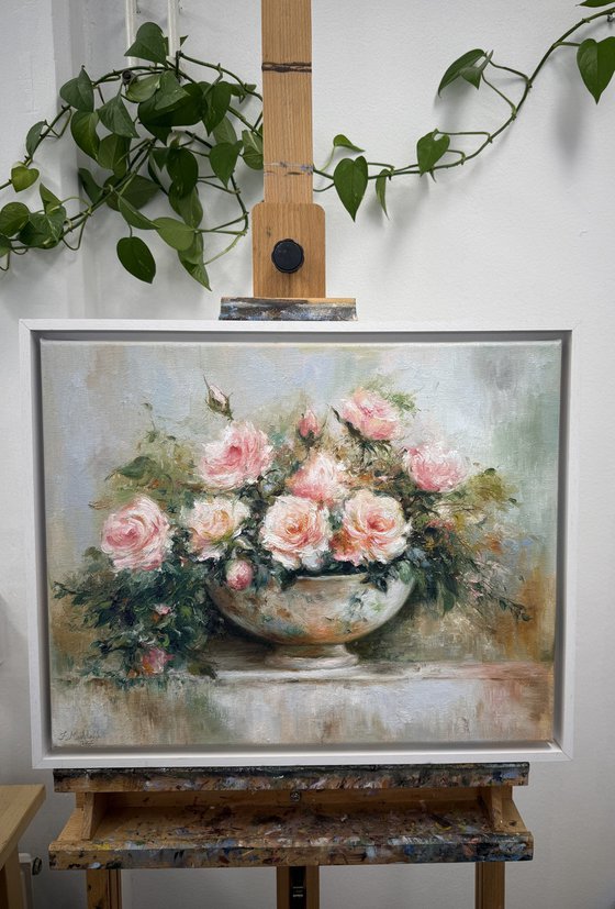 Blush Roses in Bloom