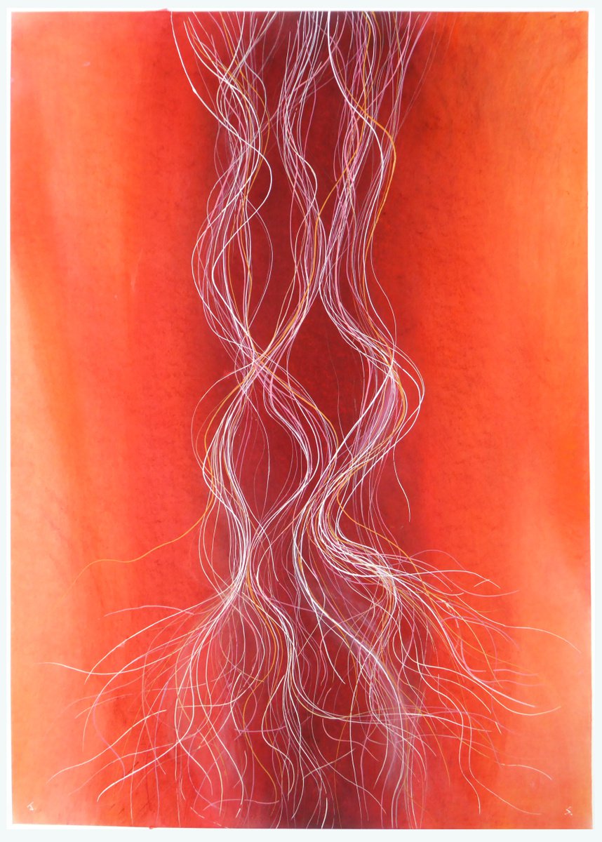 Abstract Landscape Painting By John Sharp, 22 X 31, Red Fall, Original Artwork