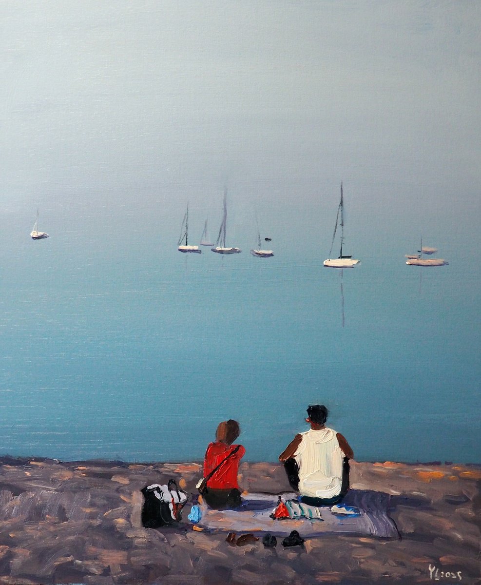 Impressionistic Landscape Oil Painting By Yuanyuan Liu, 21 X 26", Stillness, Original Artwork