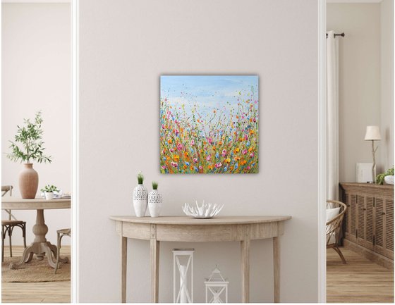 Spring meadow - wildflower landscape painting