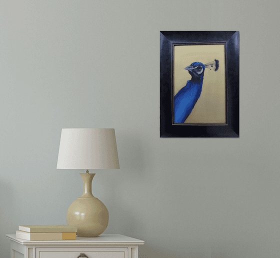 Peacock Portrait in Electric Blue