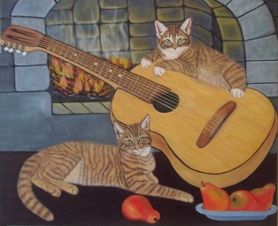 Ginger cats and guitar
