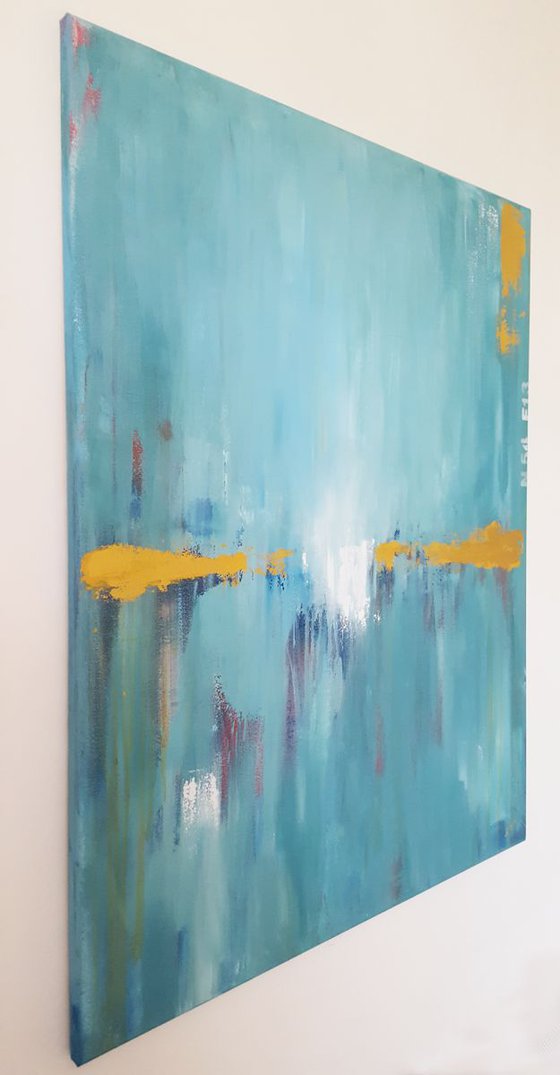 Deep Sea Gold in Turquoise – Abstract Seascape