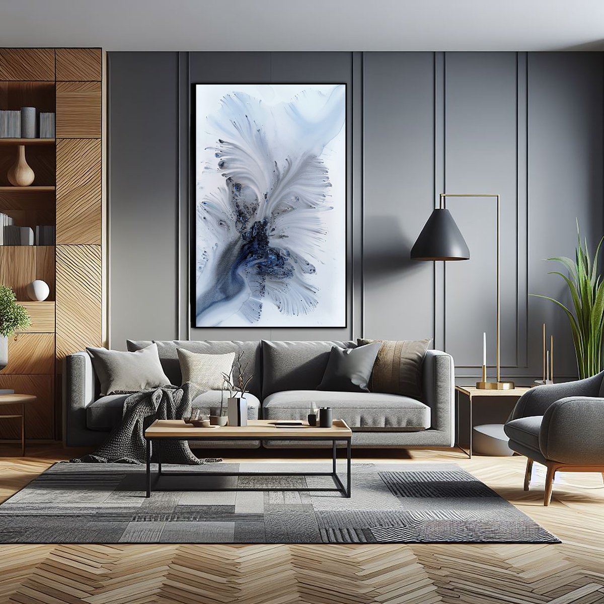 Abstract Acrylic Painting By Muriel Napoli, 39 X 63", Nature 328, Original Artwork