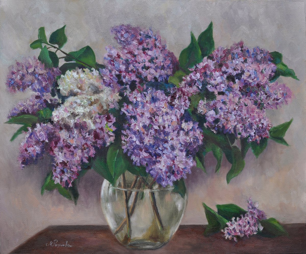 Lilac bouquet original oil painting by Marina Petukhova