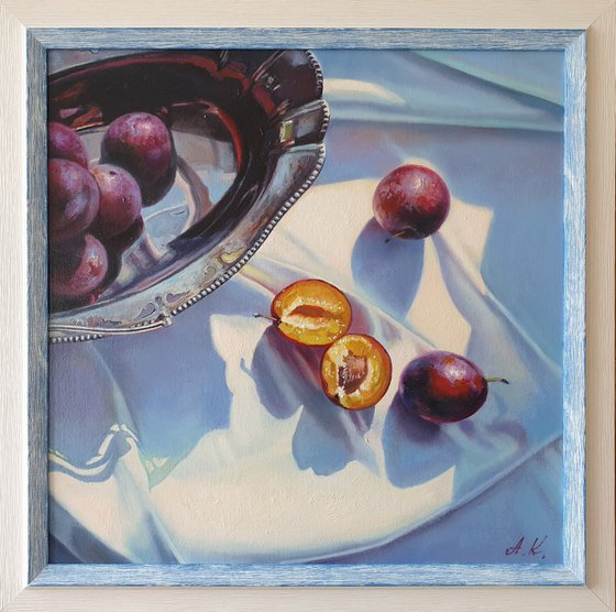 "Honey plums. "  still life summer liGHt original painting  GIFT (2020)