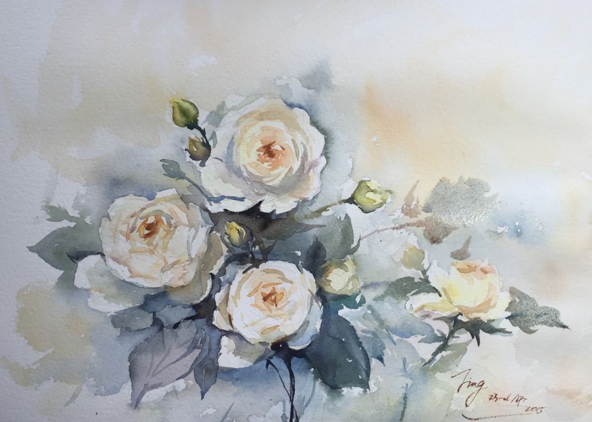 Impressionistic Botanical Watercolour By Jing Chen, 15 X 11, Blossom 8, Original Artwork