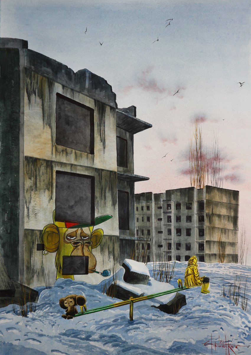 Photorealistic Cityscapes Watercolour By Eugene Gorbachenko, 17 X 24, Silence And Ape 2022 Watercolor On Paper 60X42, Artfinder