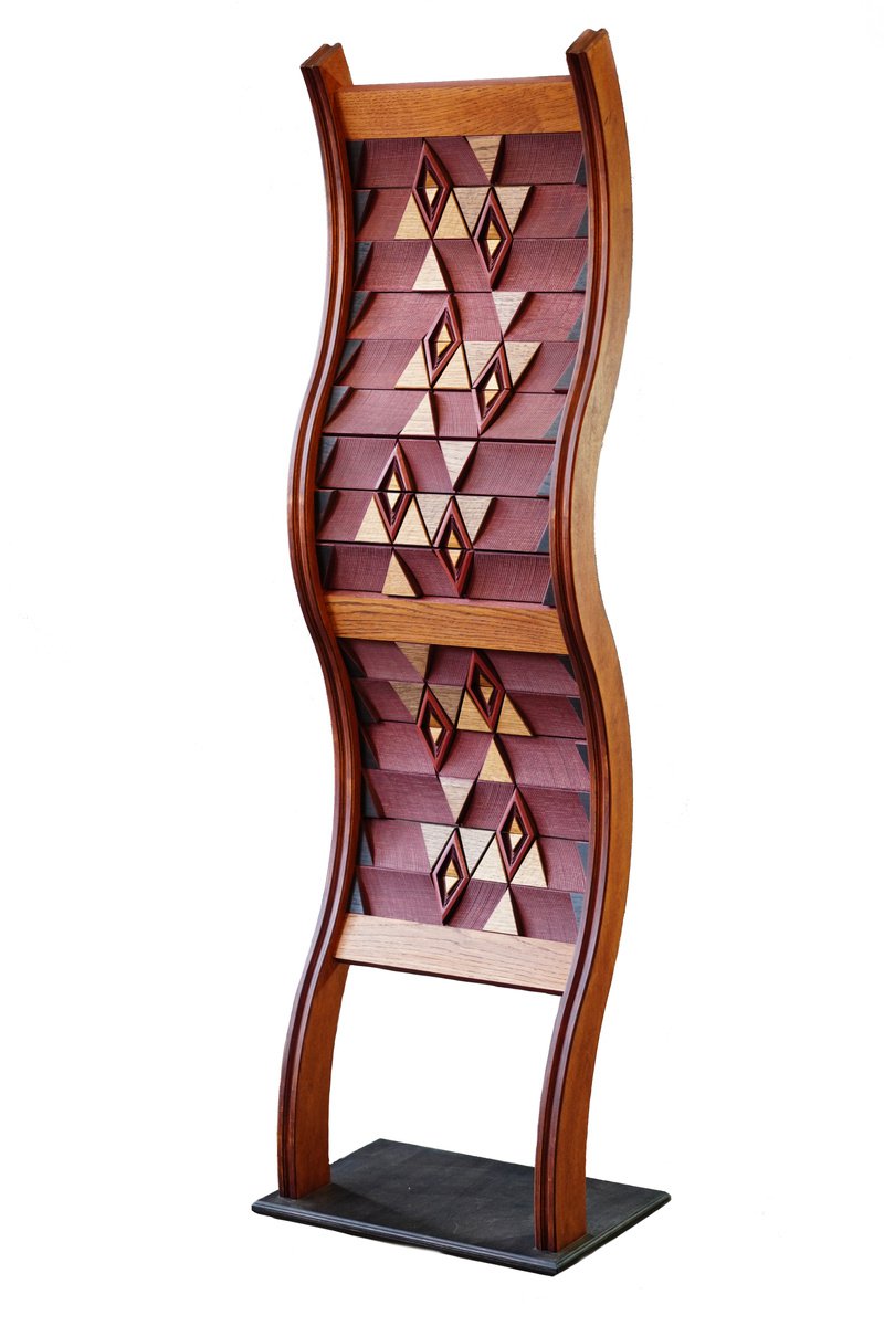 Urban And Pop Abstract Wood Sculpture By Sava Draganov, 17 X 56", "The Red Carpet", Original Artwork