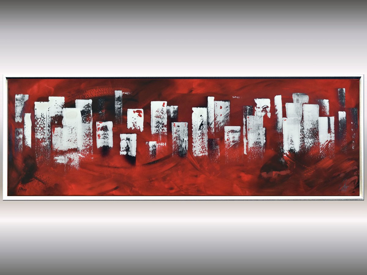 Summer City- acrylic abstract painting, canvas wall art, abstract city by Edelgard Schroer
