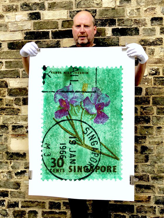 Singapore Stamp Collection '30 Cents Singapore Orchid Green'