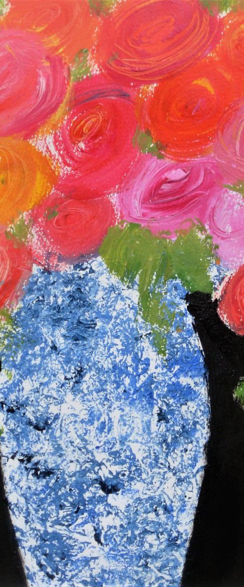 Roses in a Chinese Vase by Jan Rippingham