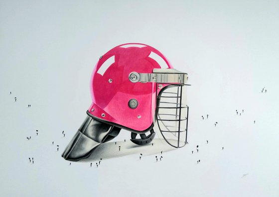 Right To Protest: A Pencil Drawing of a Riot Helmet