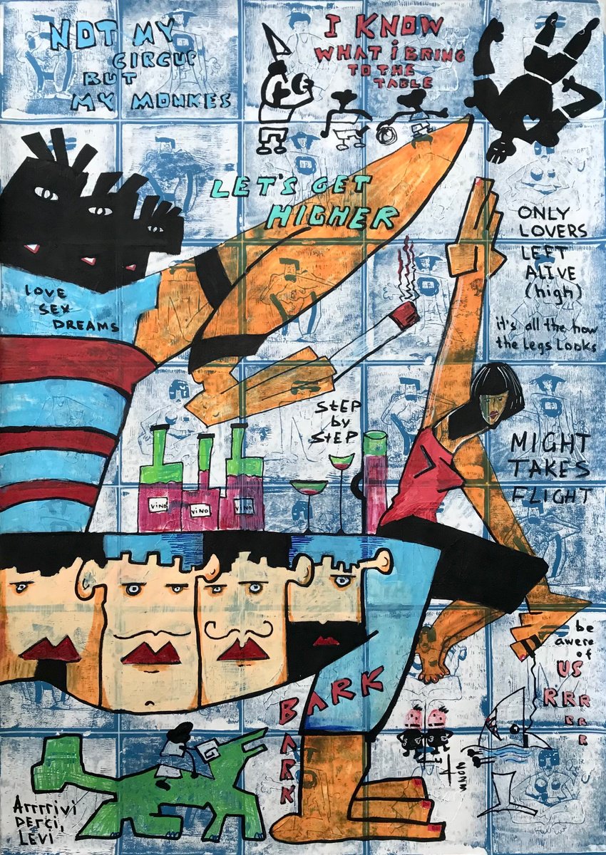 Urban And Pop Portrait Acrylic Painting By Gurgen Arutunyan, 20 X 28, Let