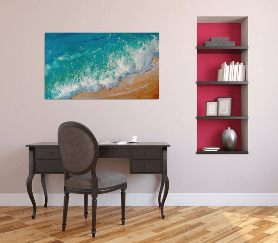47.2” “Turquoise Sea” Seascape Painting